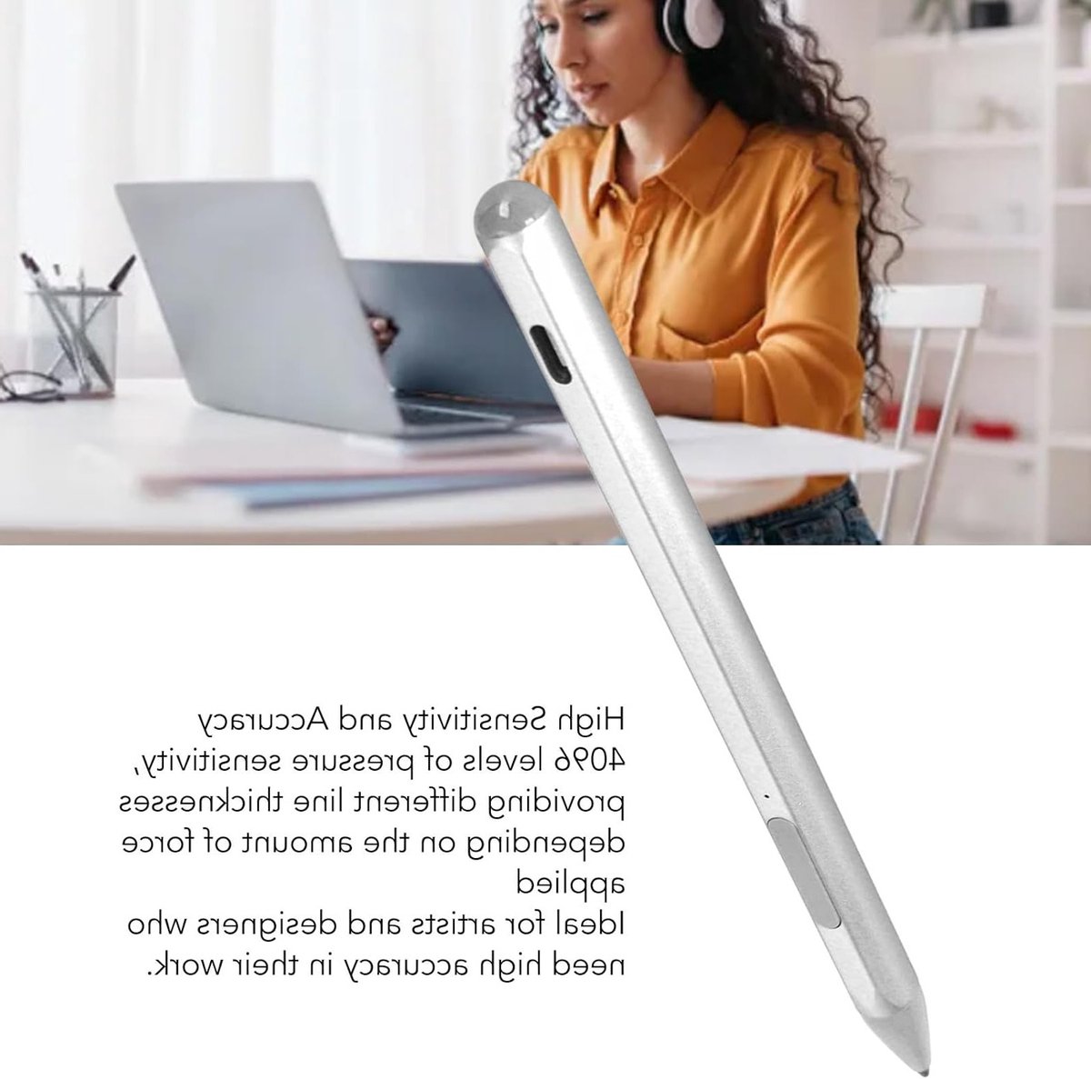 Oplaadbare Stylus Pen met 4096 Drukgevoeligheid, 3 Vervangbare Nibs en Palm Rejection voor Laptop en Tablet