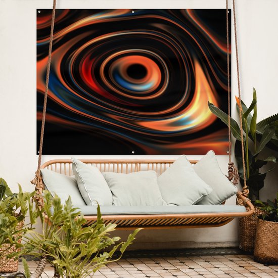 Gouttes d'huile Oranje en forme circulaire affiche de jardin toile en vrac 160x120 cm - Toile de jardin / Toile d'extérieur / Peintures d'extérieur (décoration de jardin) XXL / Groot format!