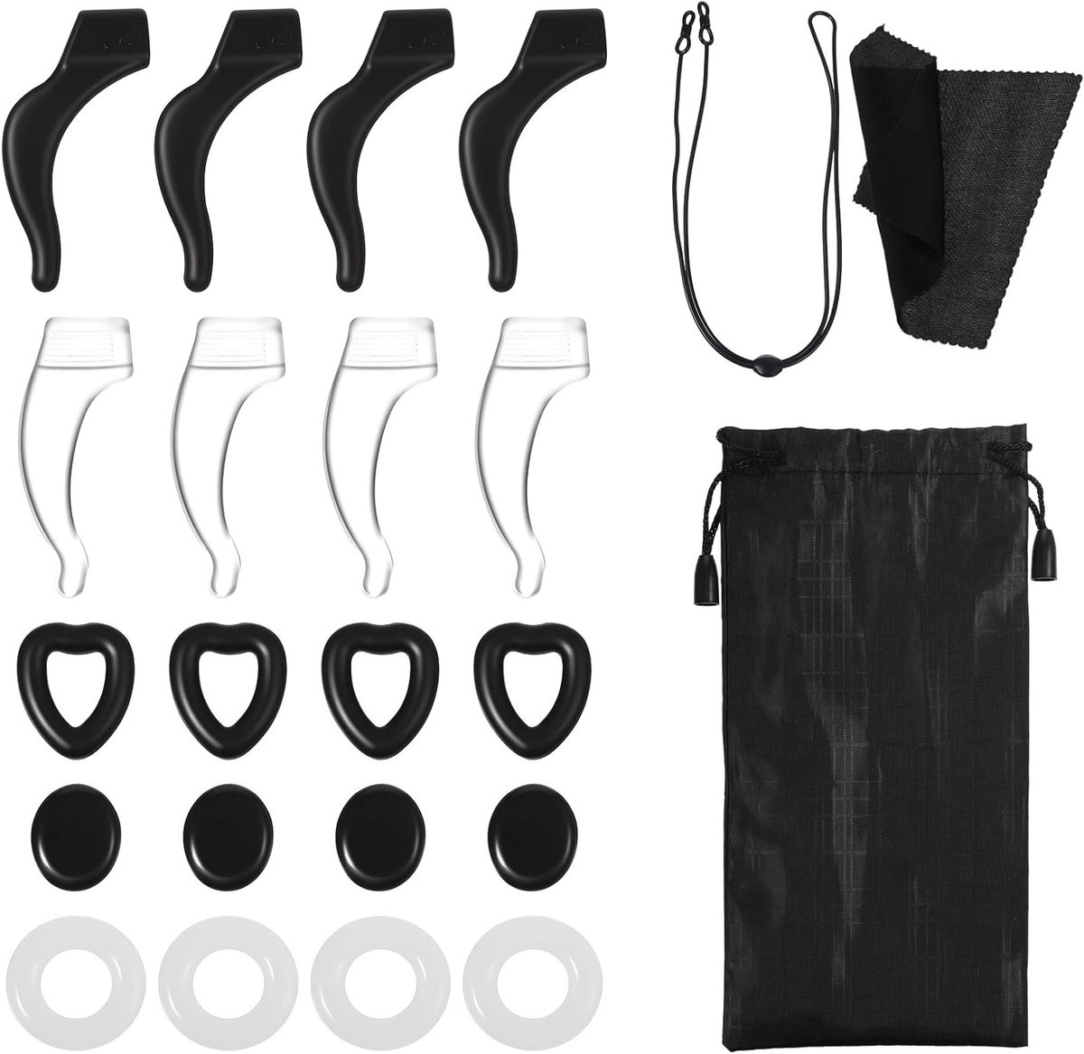 10 paar niet-slip bril oorhouders, silicone universele oorlussen, brillensteunen met reinigingsdoek voor zonnebrillen en leesbrillen