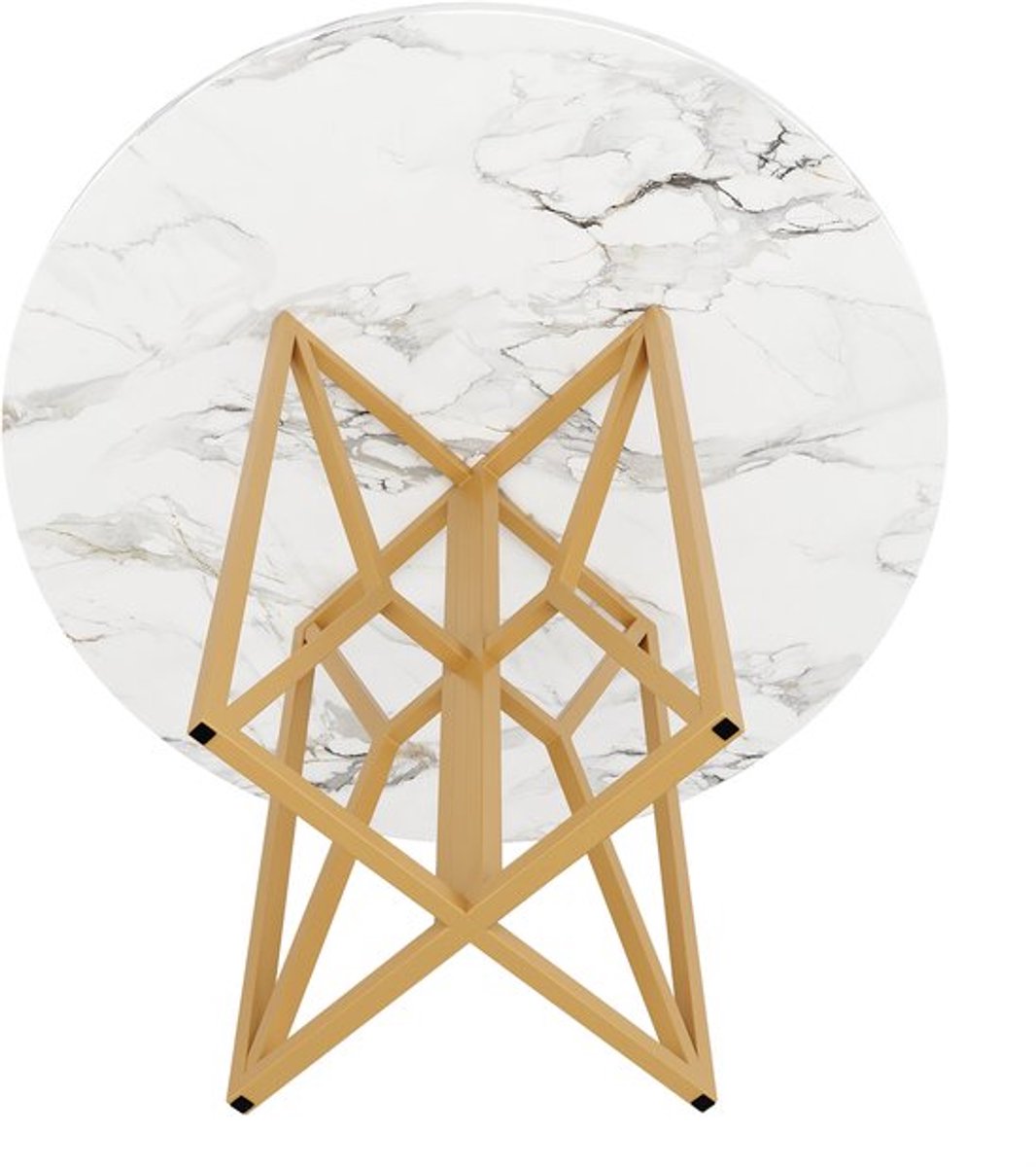Ronde Eettafel – Ronde Tafel – Eetkamertafel – Keukentafel – Tafel – Marmerachtig MDF Blad