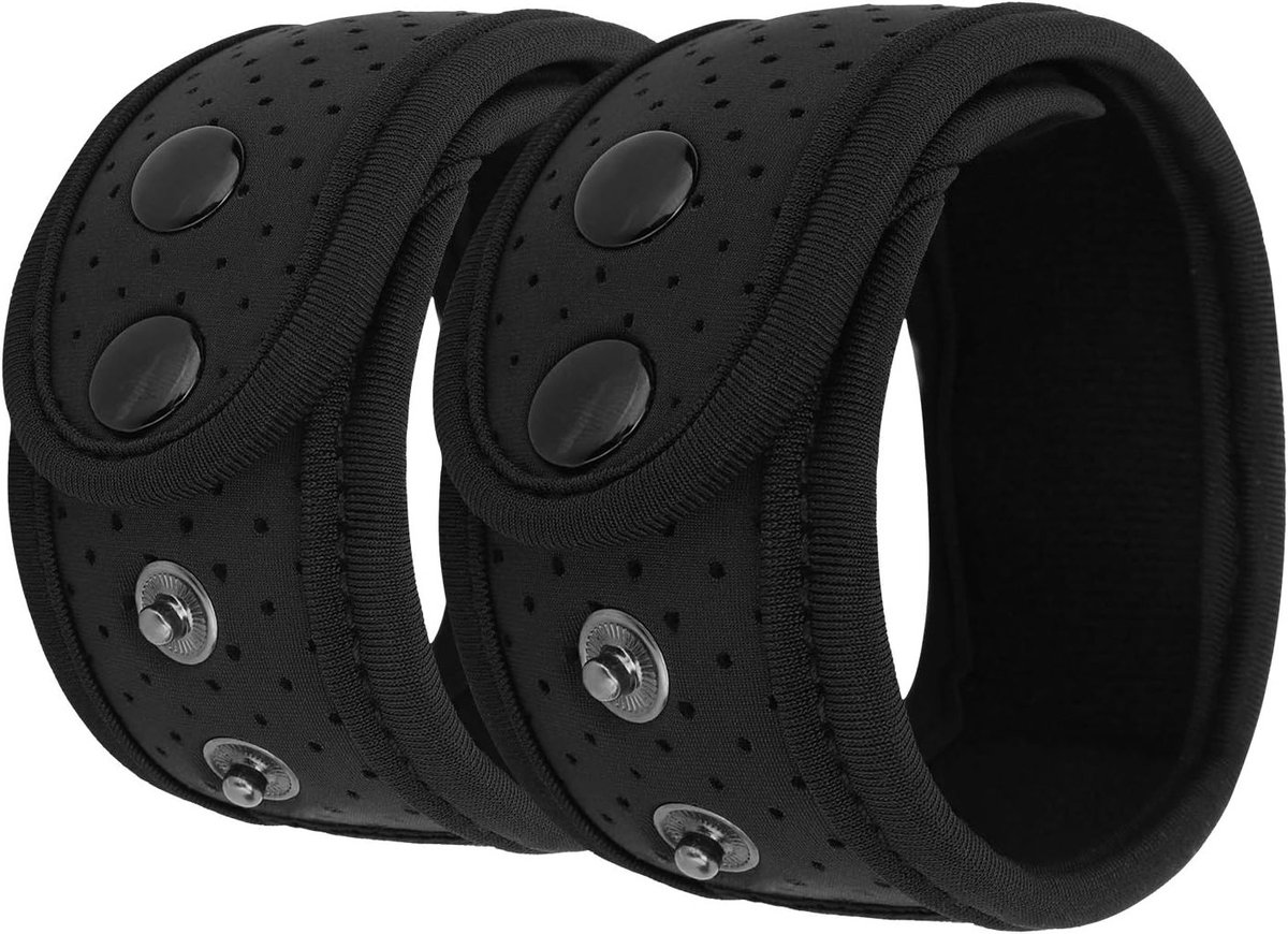 Sweatproof En Verstelbare Enkelband Voor Fitbit Inspire, Charge En Vivosmart - 2-Pack Zwart Met Mesh Pouch