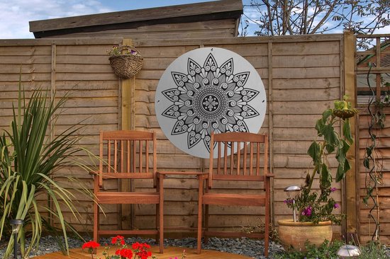 Affiche de jardin Mandalas rondes - Affiche de jardin en forme de fleur de Mandala - Affiche de jardin ronde 60x60 cm - Toile de jardin / Toile d'extérieur / Peintures pour l'extérieur (décoration de jardin)