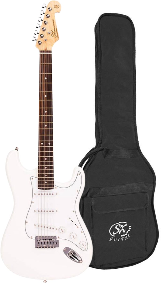 Elektrische gitaar - SX ED1 - ST-model - 3x Single Coil - Vintage Tremolo - 22 frets - Vintage White - Inclusief gigbag