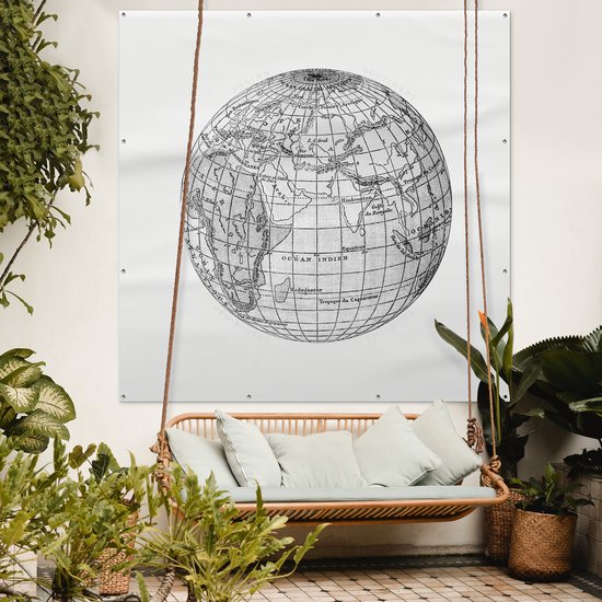 Affiche de Jardin Vintage - Globe - Wereldkaart - 200x200 cm