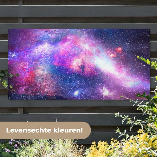 Affiche clôture Espace - Couleurs - Etoiles - 200x100 cm - Toile de jardin