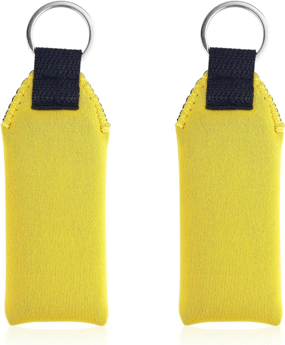 Lichte Neopreen Drijvende Sleutelhanger Set van 2, Waterproof Sleutelhangers voor Boot, Surfboard en Watersportactiviteiten (Geel)