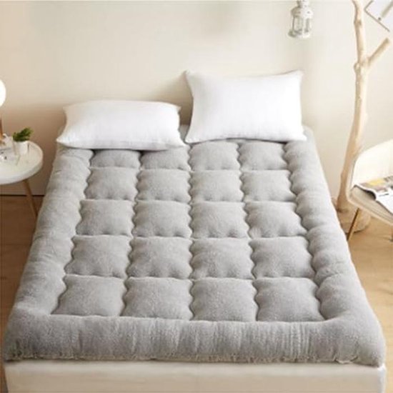 Opvouwbare Slaapmat - Futonmatras Reismatras - Comfortabel Slapen - Winterfluweel Design - 150 x 200 cm - Grijs — afbeelding 3