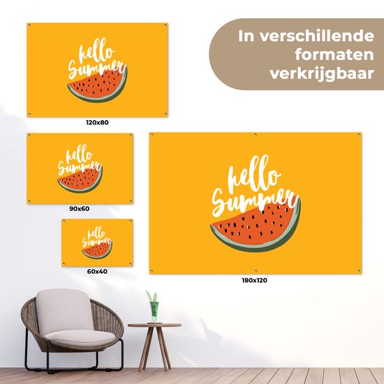 Décoration murale Summer - Pastèque - Oranje - 180x120 cm - Poster jardin - Toile jardin - Poster extérieur