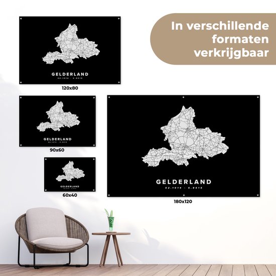 Posters de jardin hors Gueldre - Nederland - Carte - 90x60 cm - Toile de jardin - Affiche extérieure