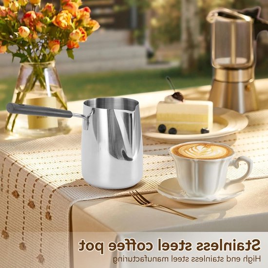 Stovetop Mocha Pot van 1000ml voor Arabische Koffie, RVS Espresso Koffiekan en Melkpan — afbeelding 2