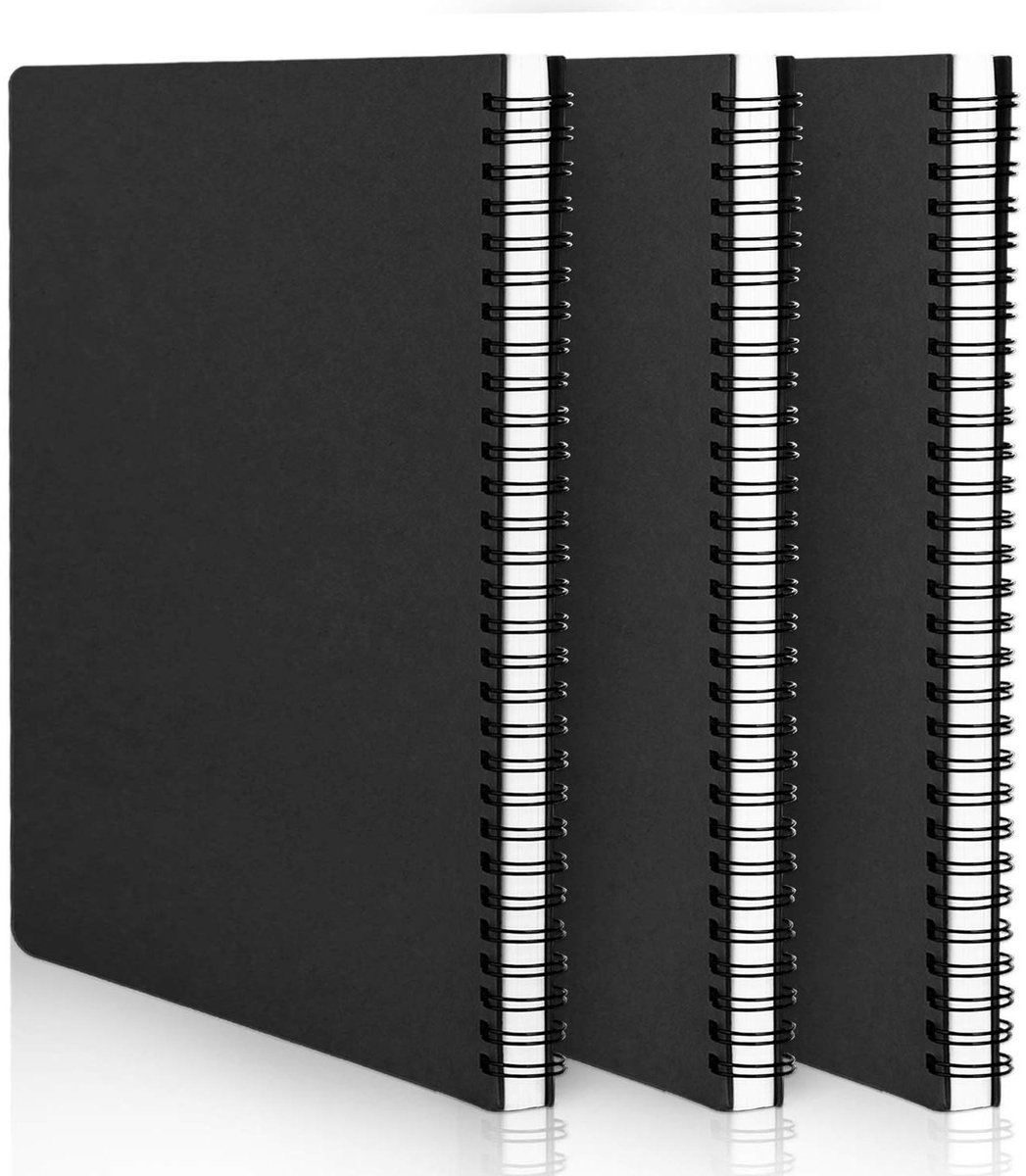 Schrijfblok Set - Notitieboekjes Journal - Schrijven Notities Maken - Oogvriendelijk Papier - B5 Formaat 3 Stuks - Zwart