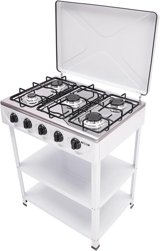 Gasstel 5 Pitten - Buiten kookplaat - Kamperen en buiten - Met windscherm - 61.5 x 42.5 cm - Wit — afbeelding 5