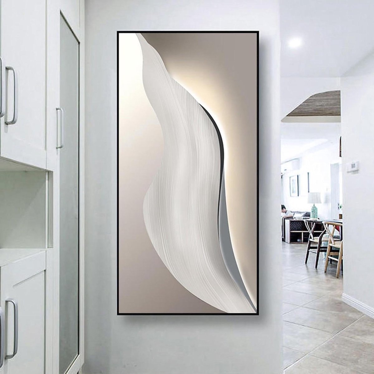 Meterkast Afdekking - Groepenkast Decoratie - Woonkamer Verfraaien - Handgemaakt Robuust Frame - 60 cm Breed - Stijl-g