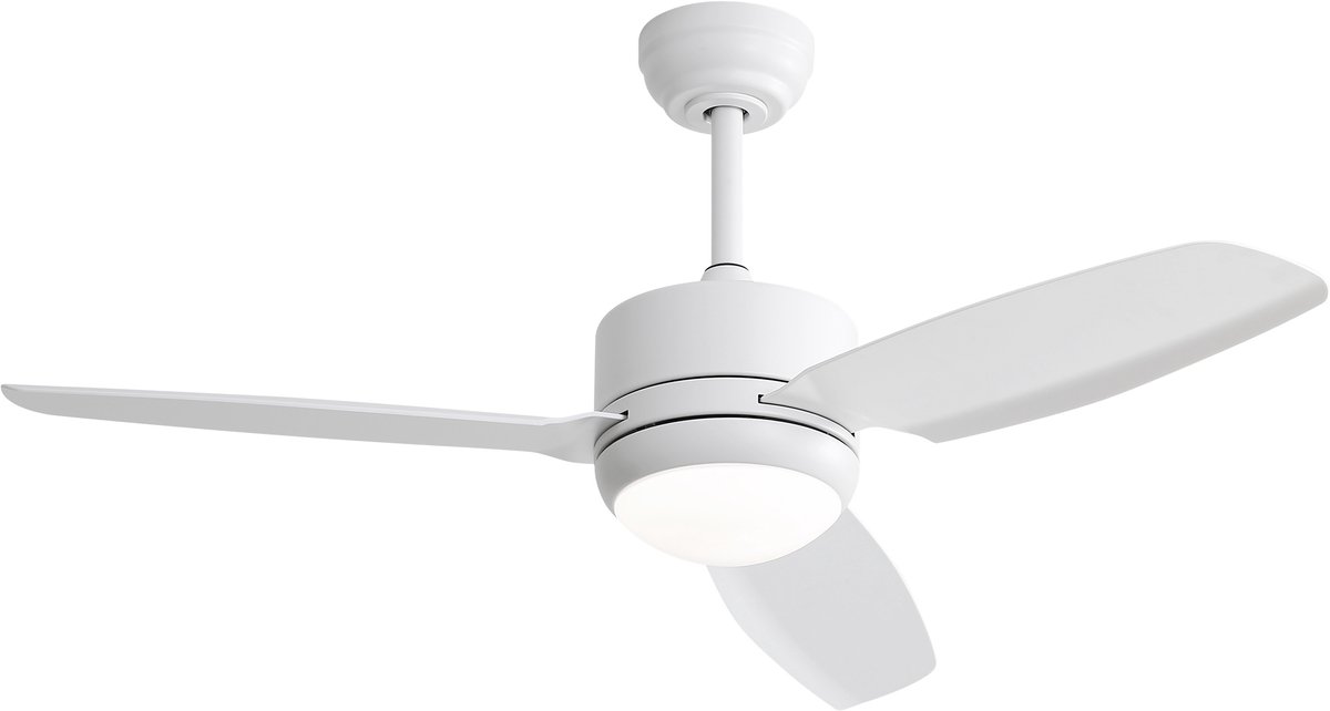 Gutent - LED Plafondventilator - 117cm - Wit - 3 ABS bladen - DC motor - 6 snelheden - Energiezuinig - Stille ventilator