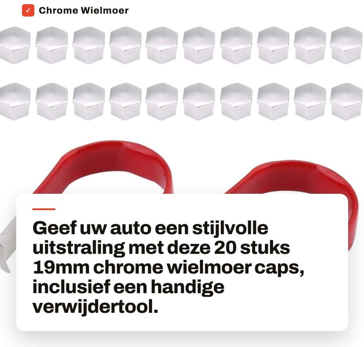 Dailygoods- Wielmoerkap 19 mm - 20 Stuks - Inclusief Verwijdertool - Schokbestendig - Roestvrij Staal - Universeel Gebruik - Wielmoerkappen