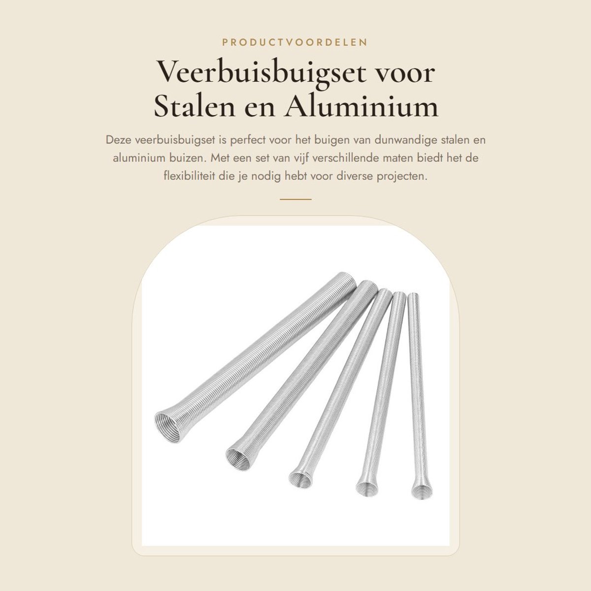 Dailygoods- Veerbuisbuigset 5 Stuks - Koper/Aluminium/Staal - Dunwandige Buizen - Buiggedeelte - Veerkrachtige Airconditionerbuiger - Industriële Accessoires - Buisbuiger