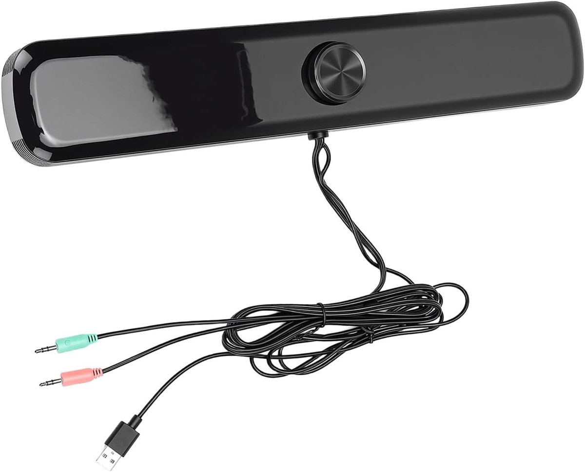 Yosoo Health Gear Computerluidspreker, ABS USB PC-luidspreker met 3D-stereogeluid, Microfoon en Ademende LED-verlichting, Antislipbasis, 420 X 75 X 59 Mm voor Desktoplaptop, Gaming, Kantoorgebruik