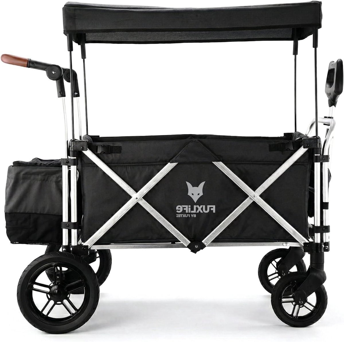 Bolderkar Luxe - Handkar Opvouwbaar - Kinderen Vervoeren - Met Zonnedak Veiligheidsriemen - Max 75kg - Zwart