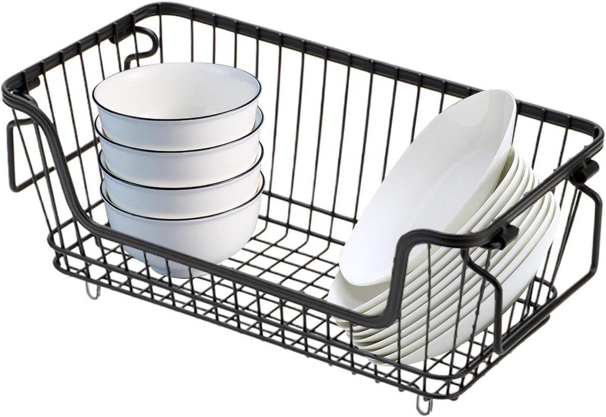 Vriezer Organizer Bakken - Koelkast Manden - Voedsel Opslag - Stapelbaar Ontwerp - 32 x 16 x 14 cm - Wit