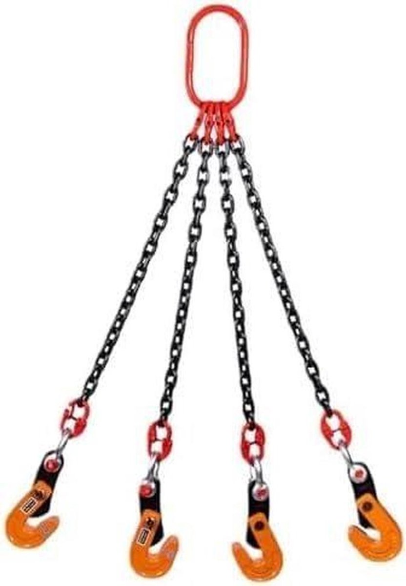 1T horizontale hijsklem - Zware hijsklem voor stenen en platen met 4 klemmen en mangaanstalen ketting voor industriële hijskranen, 1t-2m,1t-2m