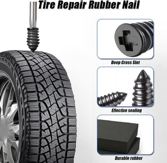 Reparatiespijkers - Banden reparatie - Lekke banden dichten - Zelfservice reparatieset - 50 stuks - Zwart — afbeelding 4