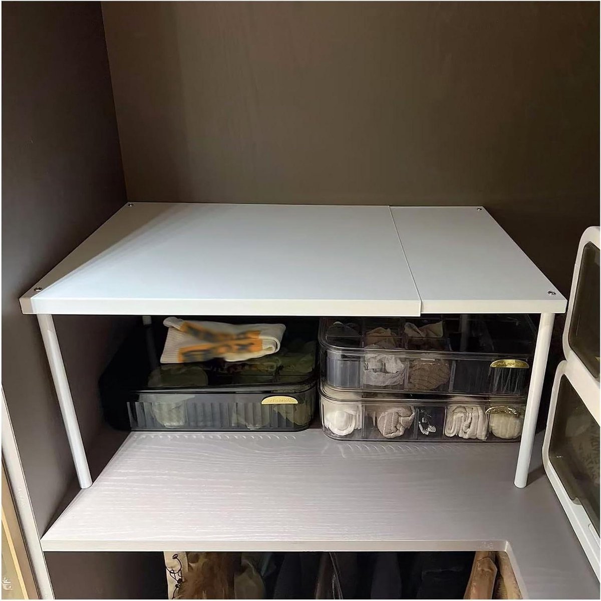 Kookplaat Opzetrek - Verstelbare Plank - Keuken Organisatie - Uitschuifbaar Ontwerp - 50-85 cm - Wit