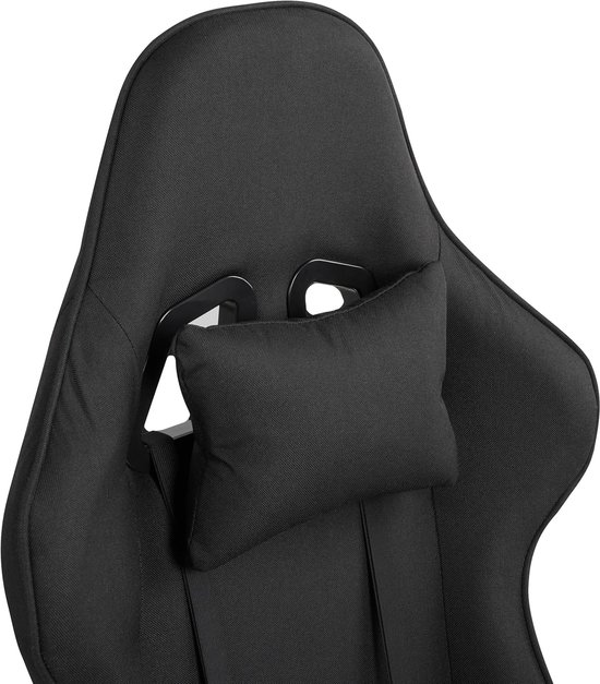 Gamestoel Stof - Ergonomische Stoel - Comfortabel Zitten - Verstelbare Rugleuning - 132 cm - Zwart — afbeelding 4