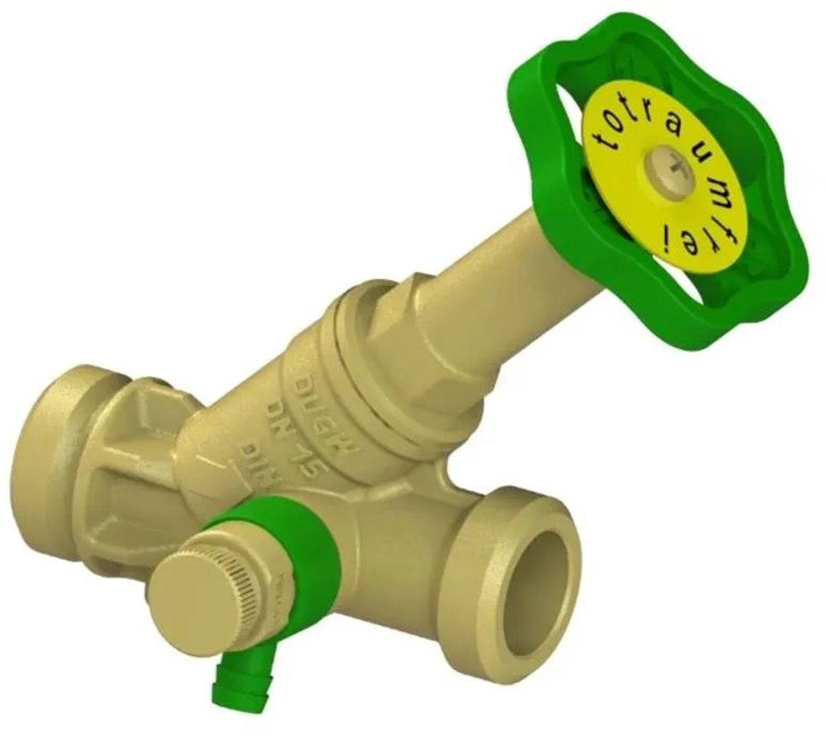 Schlösser Armaturen JS Vrijstroomventiel met buitendraad MULTI, met aftapkraan, met stijgende spindel, DN15, buitendraad 3/4'', DVGW gekeurd, 0015471500001