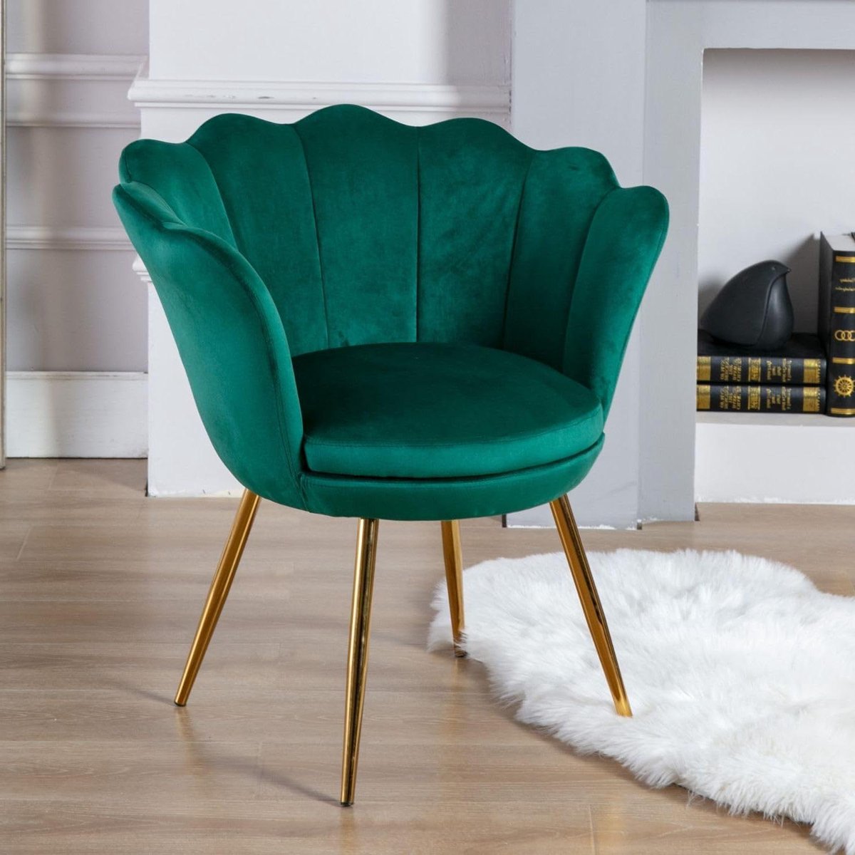 Velours Fauteuil - Lounge Stoel - Make-up Zitten - Schelpvorm Design - 60 x 70 cm - Groen