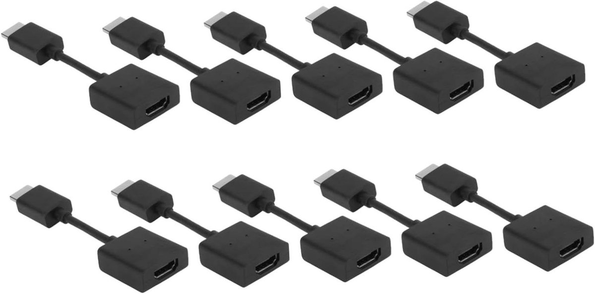 Verlengde Kabel - Adapter Snoer - Apparaten Aansluiten - Vergulde Connectoren - 10 Stuks - Zwart