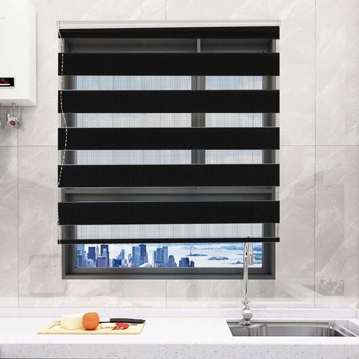 Duo Rolgordijn - Zonwerend Gordijn - Privacy Instellen - Afwisselende Strepen - 90 x 220 c