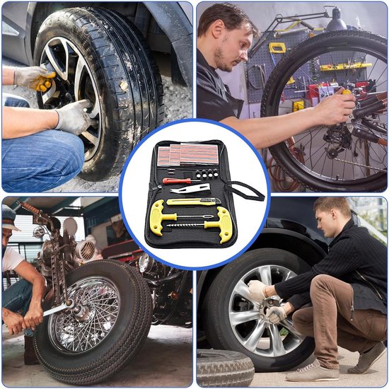 Banden reparatieset - Lekke band kit - Noodreparatie onderweg - 32-delige complete set - 20.5 cm - Geel — afbeelding 4