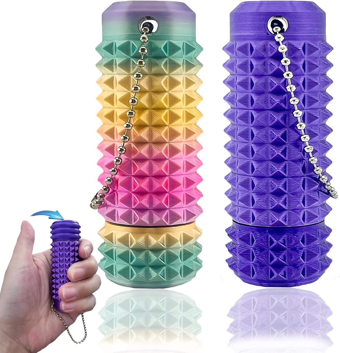 OLOEY 2-Delige set 'Mild-Sensation' stressverlichtend speelgoed-3D-geprinte gadgets tegen angst-Draaibare-grijpbare sensorische sleutelhangers-Sensorisch stimulerend speelgoed-specifiek ontworpen voor autistische volwassenen