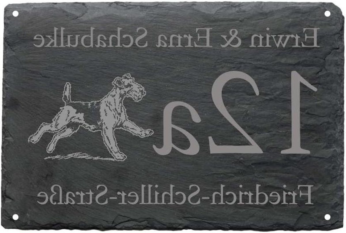 Huisnummer Leisteen - Naambord Hond - Huis Decoratie - Individueel Gemaakt - 21 x 15 cm - Natuursteen Grijze Gravure