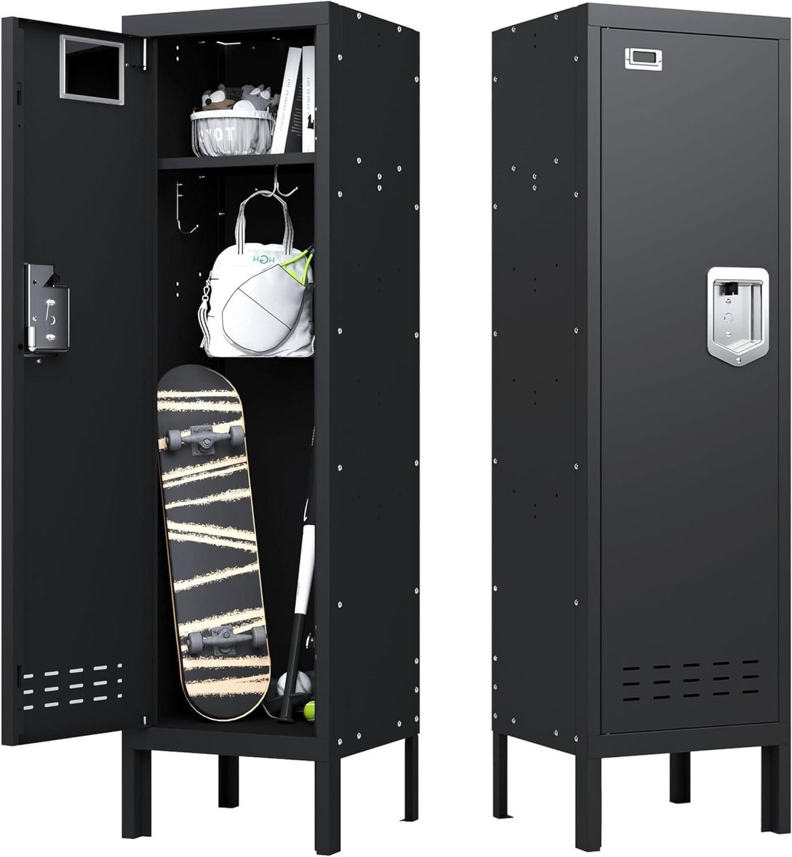 BUTISOW Metalen kast thuiskantoor opslag, afsluitbare werknemers metalen kluisje met deur, 54 inch hoogte stalen locker, afsluitbare stalen kluis voor sportschool, school, thuis, kantoor, garage,