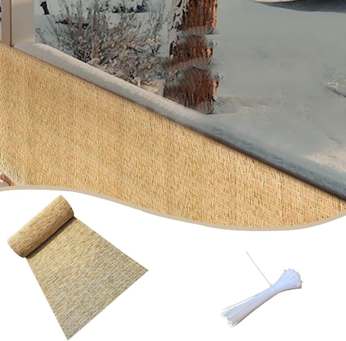 Balkon Privacy Scherm - Natuurlijk Riet - Buitenruimte Aankleden - Handgeweven Katoen - Op Maat - Natuurlijk
