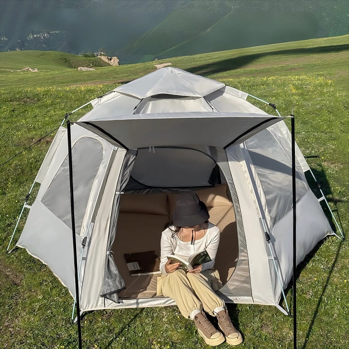 Lifero Camping Tent - Automatisch Pop-up Tent - Easy-up - Kampeertent 3 Persoons - Kampeertent 4 persoons - 280x280x155cm – foto 2