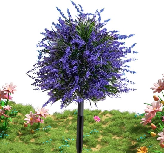 Kunstlavendel Decoratie - Nepbloemen Buiten - Tuin Verfraaien - UV-bestendige Bloemblaadjes - 50 cm - Paars
