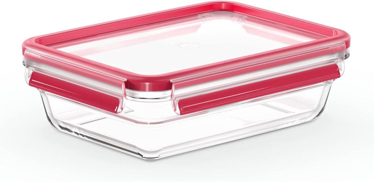 Glazen Vershouddoos - Voedselcontainer Stapelbaar - Bewaren en Opwarmen - Vries en Ovenbestendig - 11 Liter - Transparant Rood