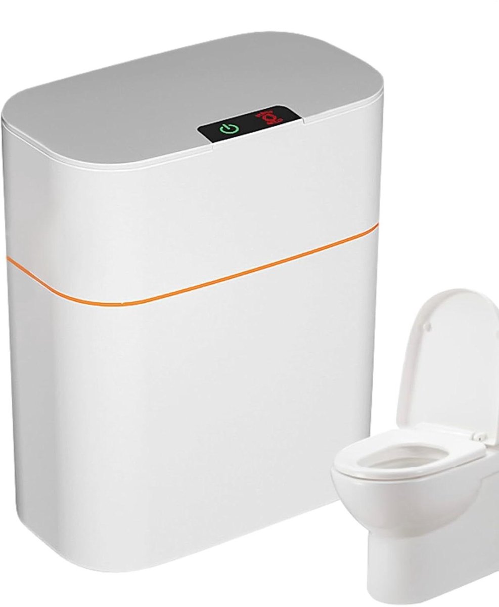 Kleine toiletemmer - Afvalemmer met deksel - Hygiënisch werken - Automatische sensor - 13 liter inhoud - Grijs