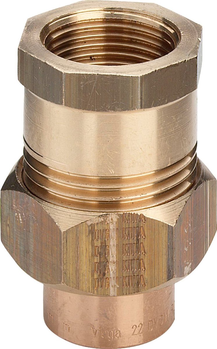 Viega Overgangskoppeling, d 18mm, Rp 1/2 roodkoper, messing Model 94330G, 120856
