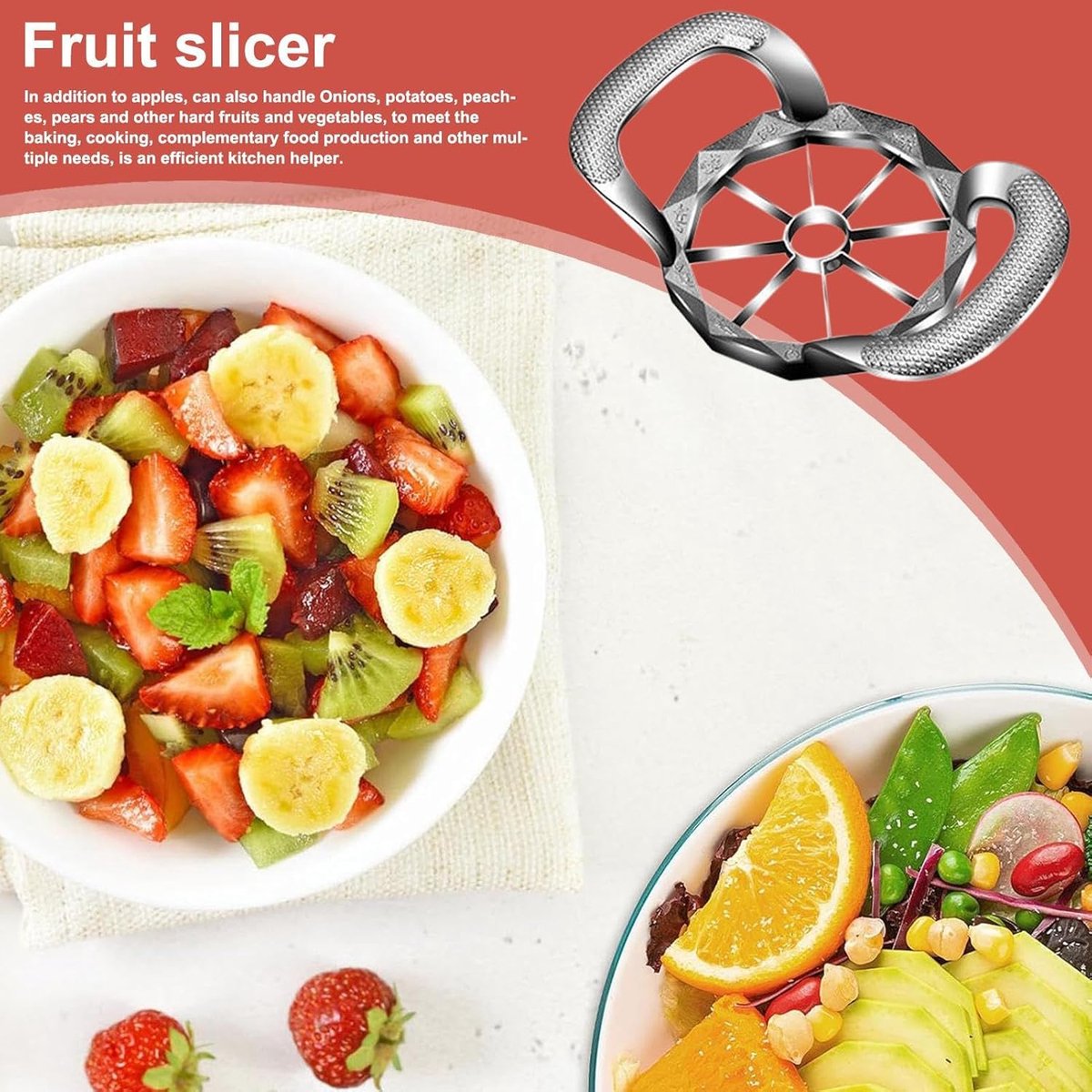 Ananassnijder - Fruit Snijder - Gelijkmatig Snijden - Vaatwasserbestendig Ontwerp - 8 Stukken - Zilver