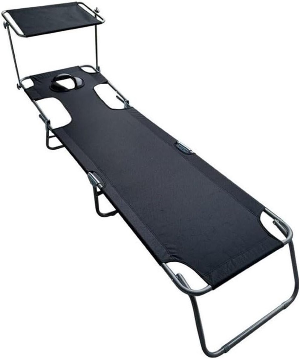 Opvouwbaar Bed - Ligstoel Buiten - Kamperen en Reizen - Met Afneembare Luifel - 186 x 55 cm - Bruin