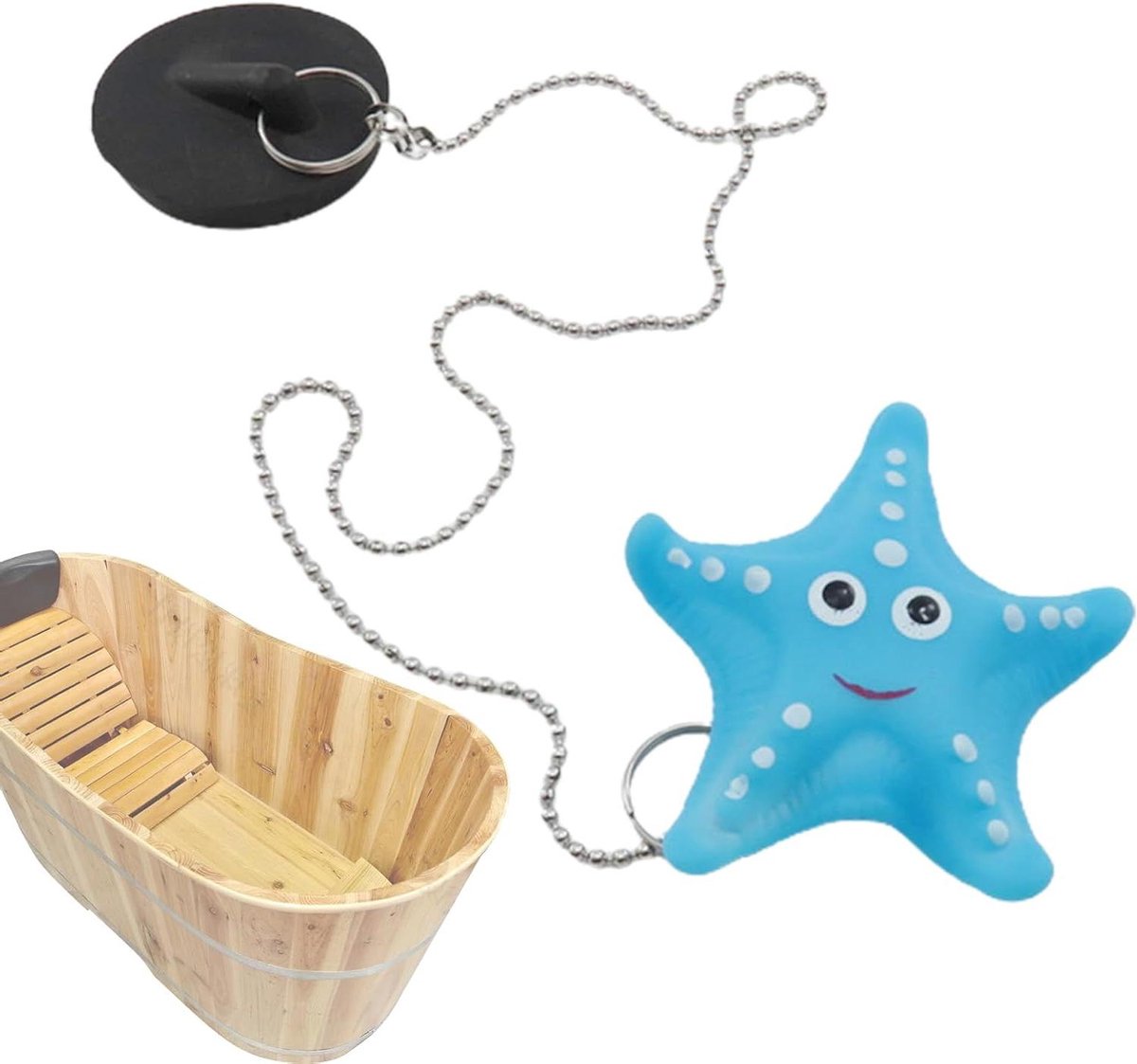 Rubberen Badstop met Ketting - Afvoerstop Gootsteen - Water Dicht Houden - Cartoon Vormen - 42-45 mm - Wit
