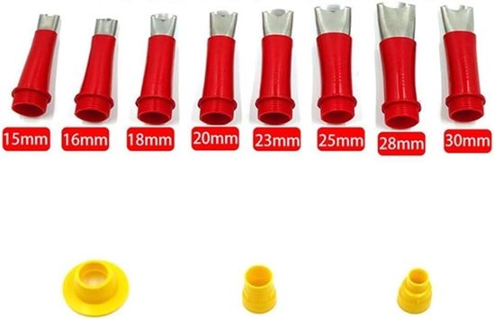 Kitspuitmond Applicators - Kit Afwerkgereedschap - Voegen Afwerken - 16 Verschillende Maten - 8 Stuks Set - Zilverkleurig — afbeelding 4