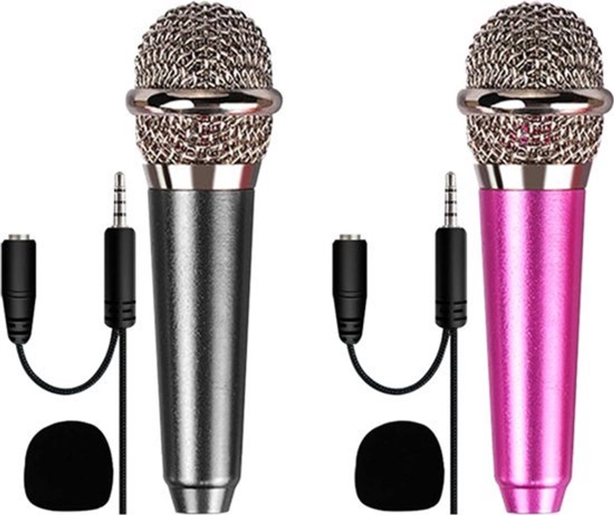 2 stuks minimicrofoons voor zingen op mobiele telefoons en laptops - kleine karaoke-microfoons