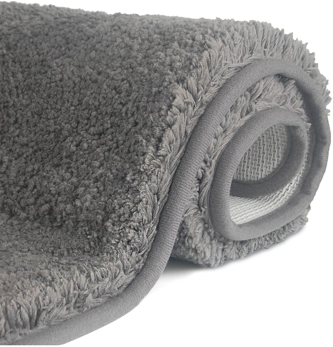 By shayne - Antislip Badmat - Hoogpolig - Zacht en Waterabsorberend - Grijs - Machinewasbaar - Voor Badkuip en Douche - 60X90 cm