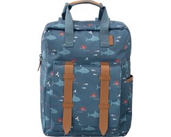 Fresk Grote Rugzak voor kinderen 5-7 jaar - 9,3 L - Schooltas Kind Jongens - Verstelbare Schouderbanden - Waterafstotende Rugtas - Blauw - Shark