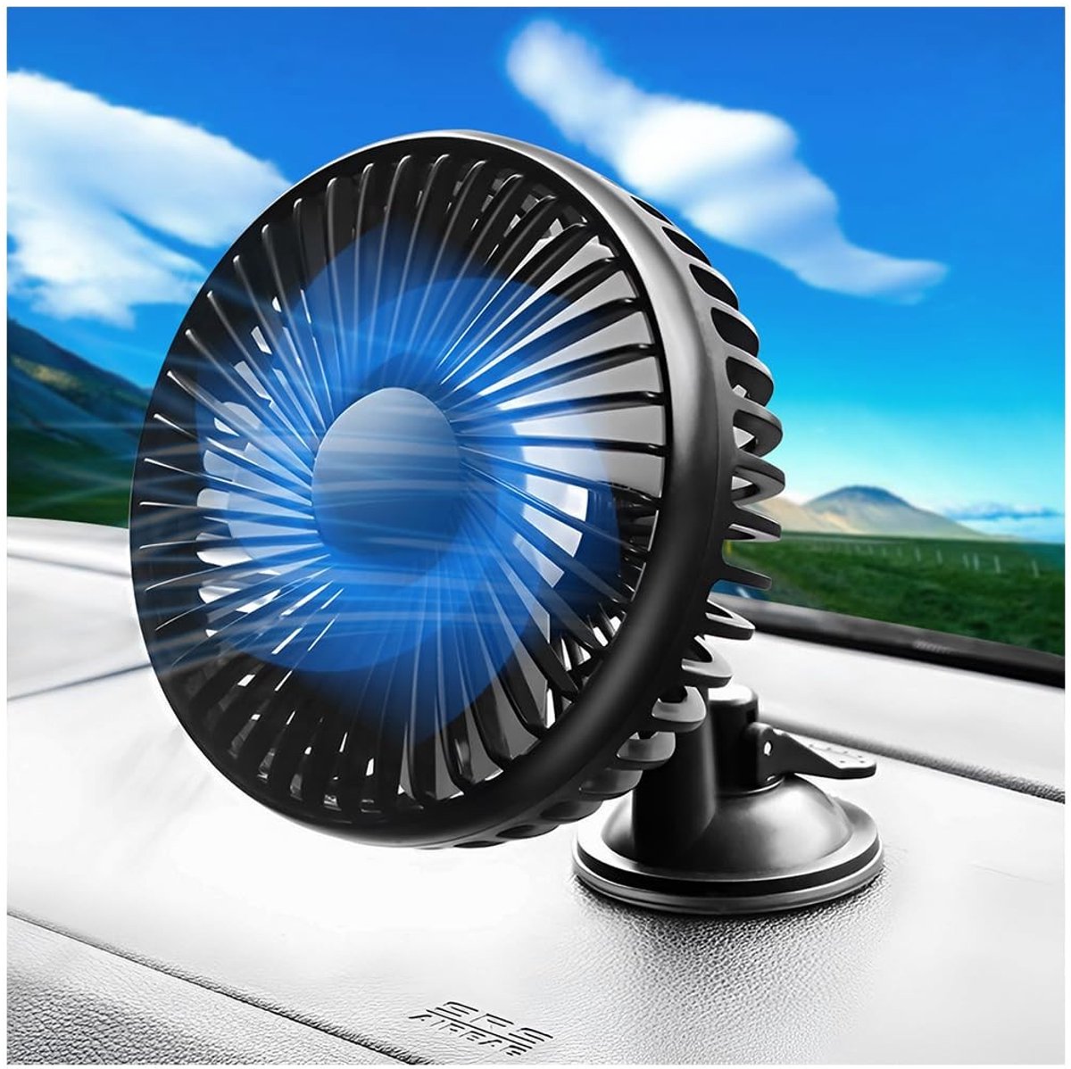 Zeynomax - Autoventilator - 360 graden rotatie - Zomerventilator - Zwart - USB-ventilator - Voor auto en camper