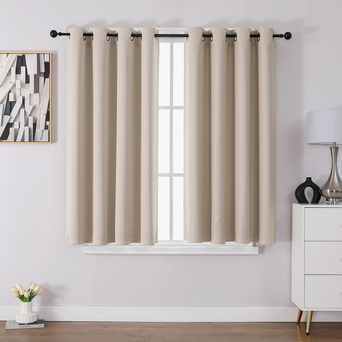Dailygoods - Gordijn - Inkijkbescherming - Thermogordijn - Beige - Koudebescherming - Zacht en duurzaam - Geschikt voor slaapkamer en woonkamer